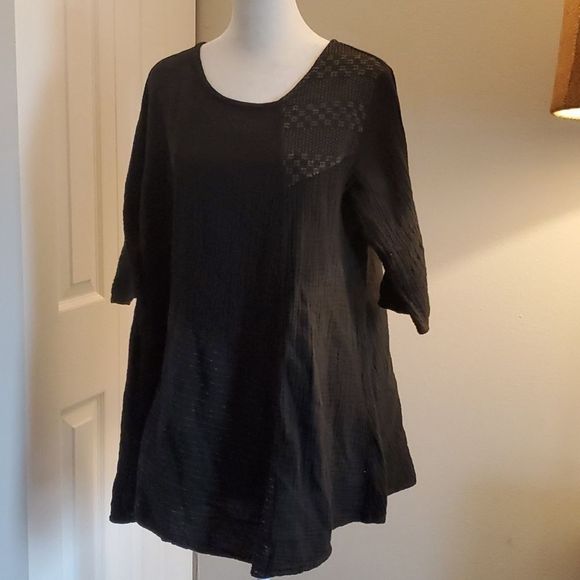 Zumi black embroidered dress or long shirt, loose fit, S/M - Picture 1 of 7